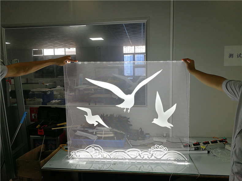 華躍激光雕刻工藝來圖圖案文字logo風(fēng)景畫亞克力導(dǎo)光板